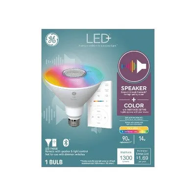 New - GE Remote Included LED  Speaker and Color Changing Floodlight Bulb