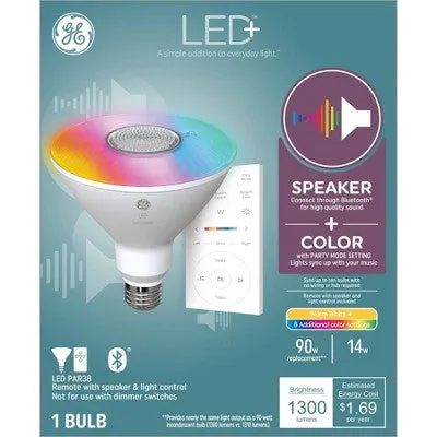 New - GE Remote Included LED  Speaker and Color Changing Floodlight Bulb