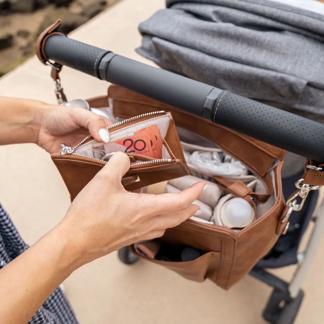 Original Pram Caddy & Mini Card Wallet - Tan Gift Set