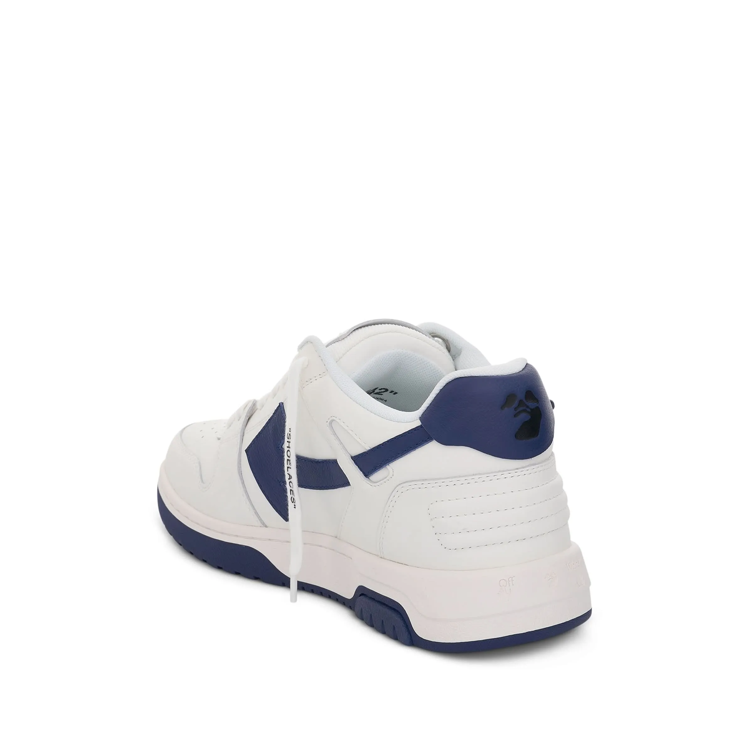 Out Of Office Leather Sneaker in White/Navy Blue