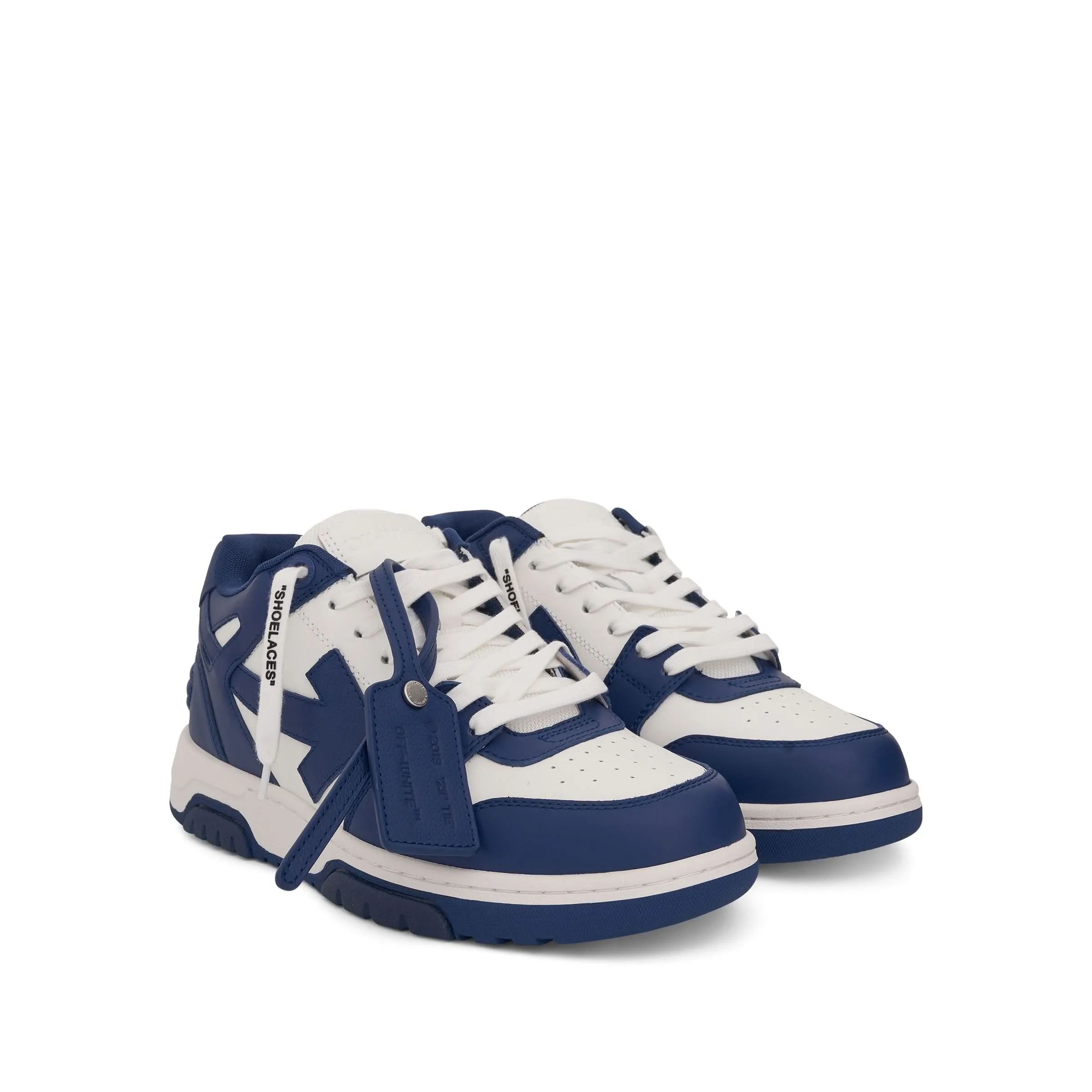 Out Of Office Leather Sneaker in White/Royal Blue