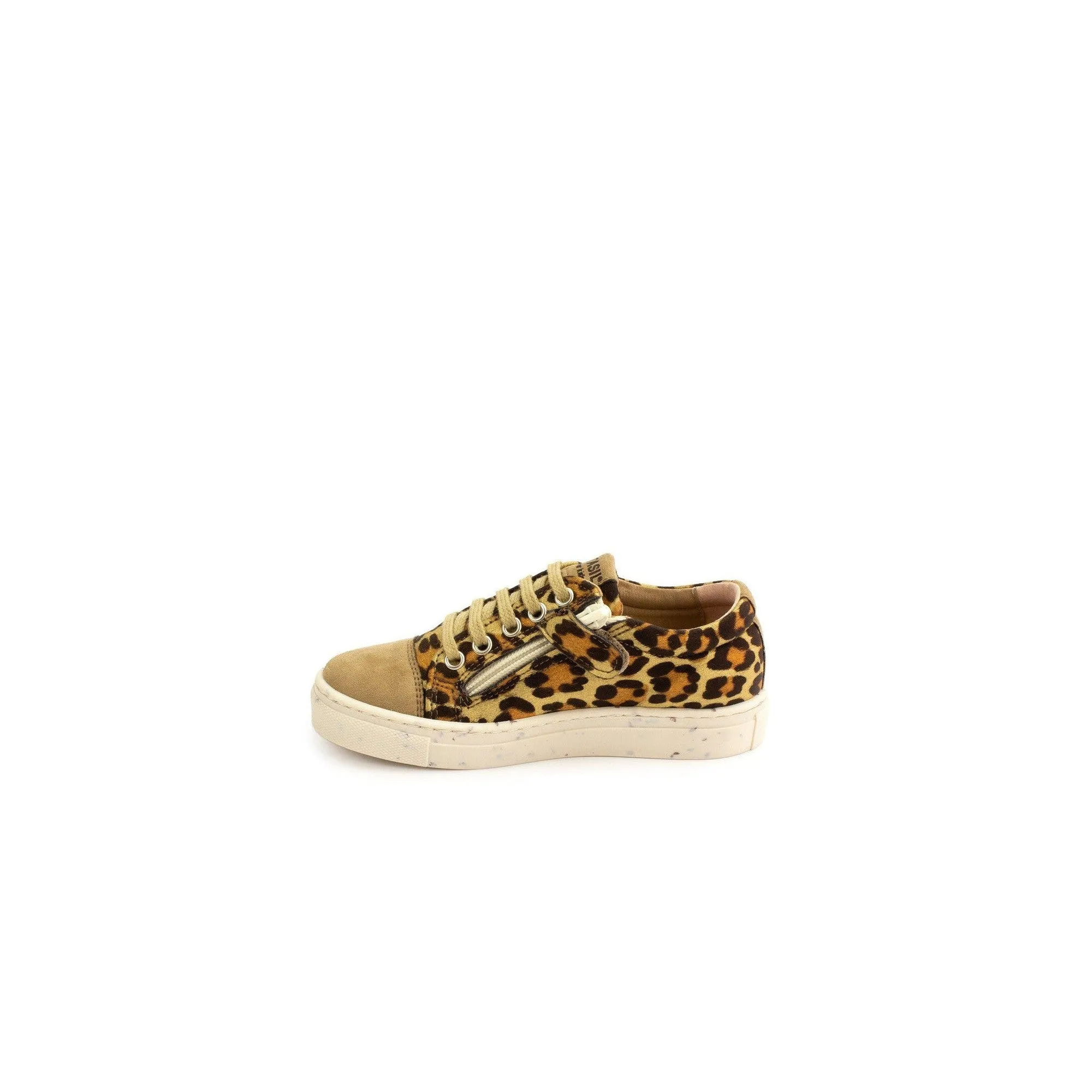 Petasil Tyler 5994 Girls Gold And Leopard Zip And Lace Up Trainers