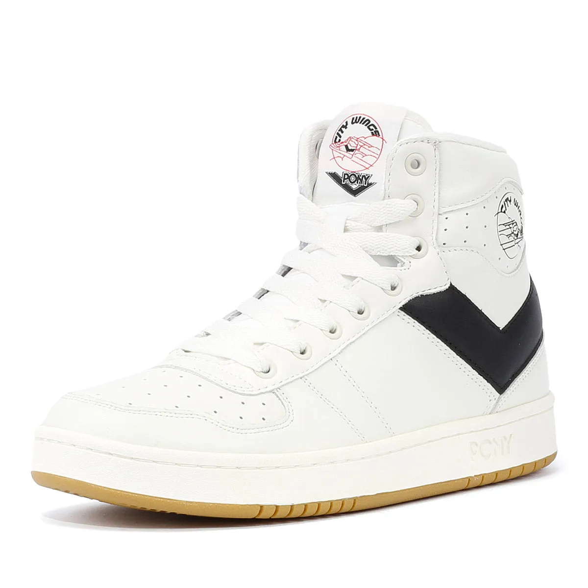 Pony City Wings Hi White/Black Trainers