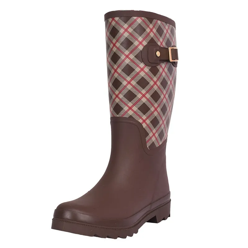 Rain Boots British Classic High Tube Waterproof Shoes Rain Boots Knee-high Women Boots