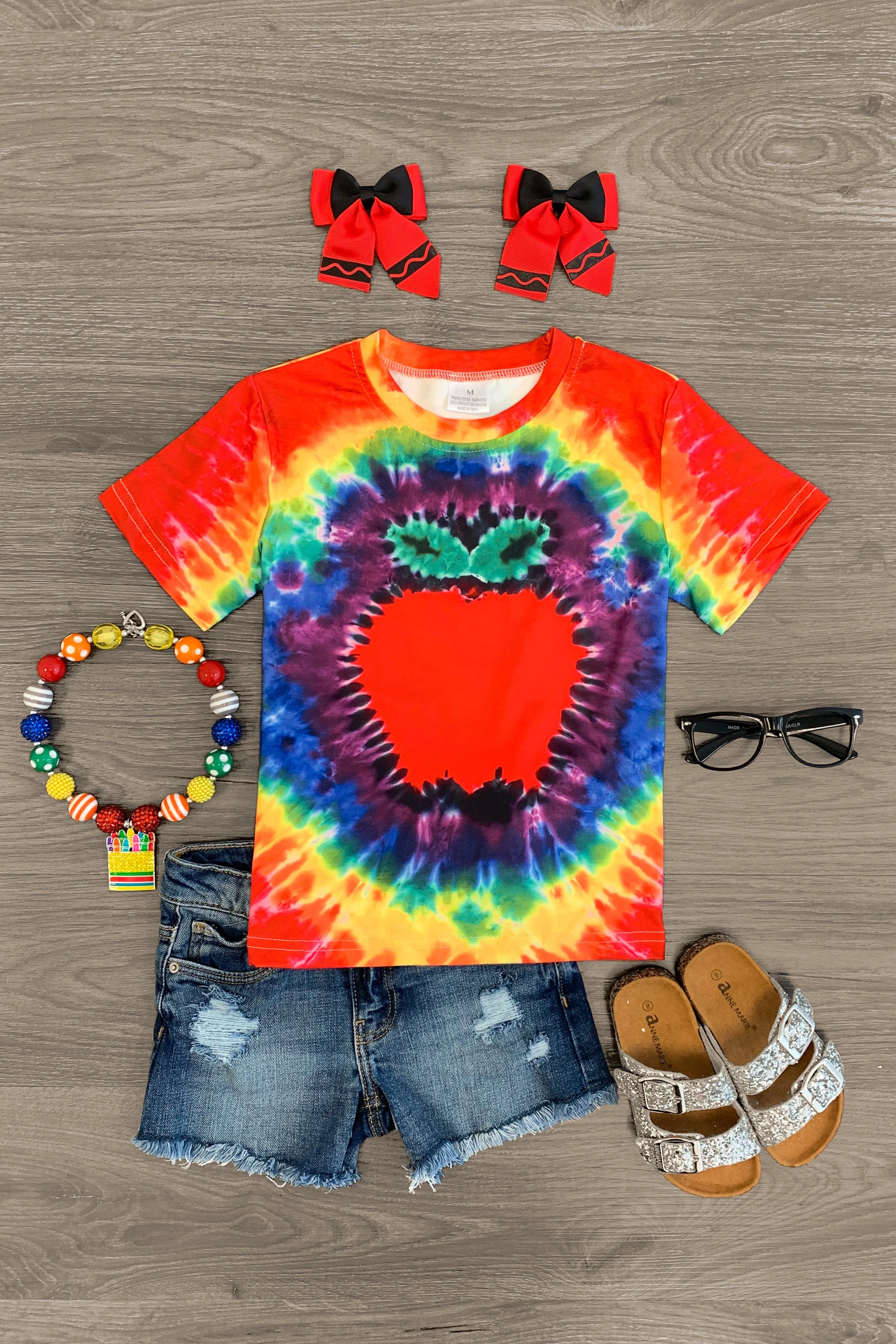 Rainbow Tie Dye Apple Top