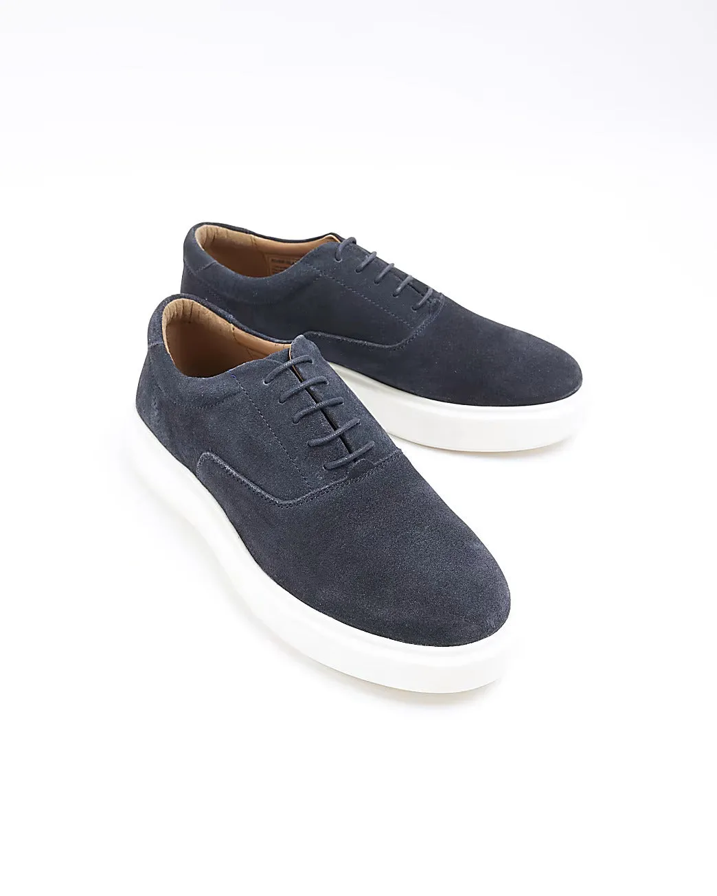 River Island Navy Suedette Lace Up Mens Trainers