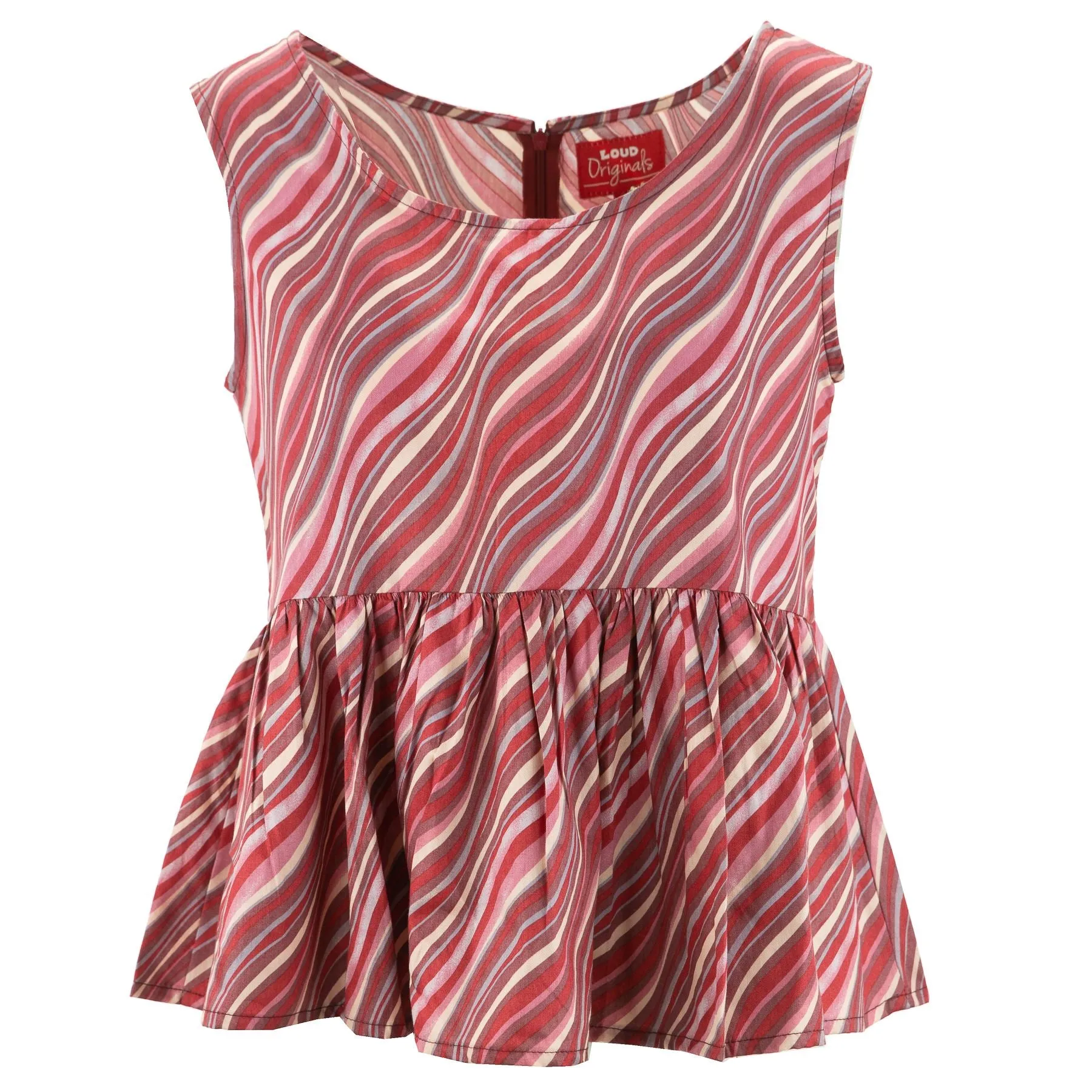 Ruched Box Top - Crimson Ribbons