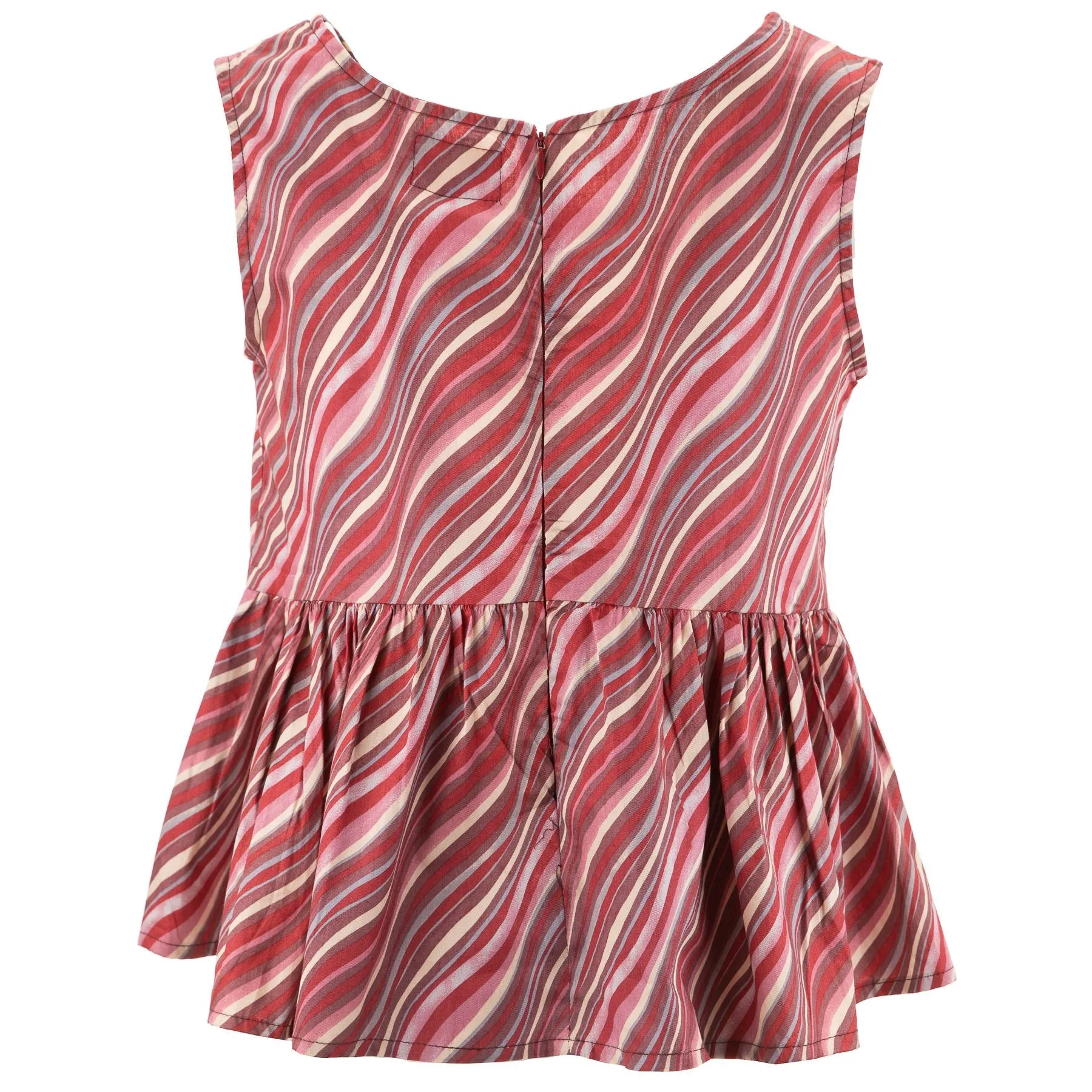 Ruched Box Top - Crimson Ribbons