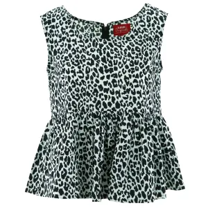 Ruched Box Top - Monochrome Leopard