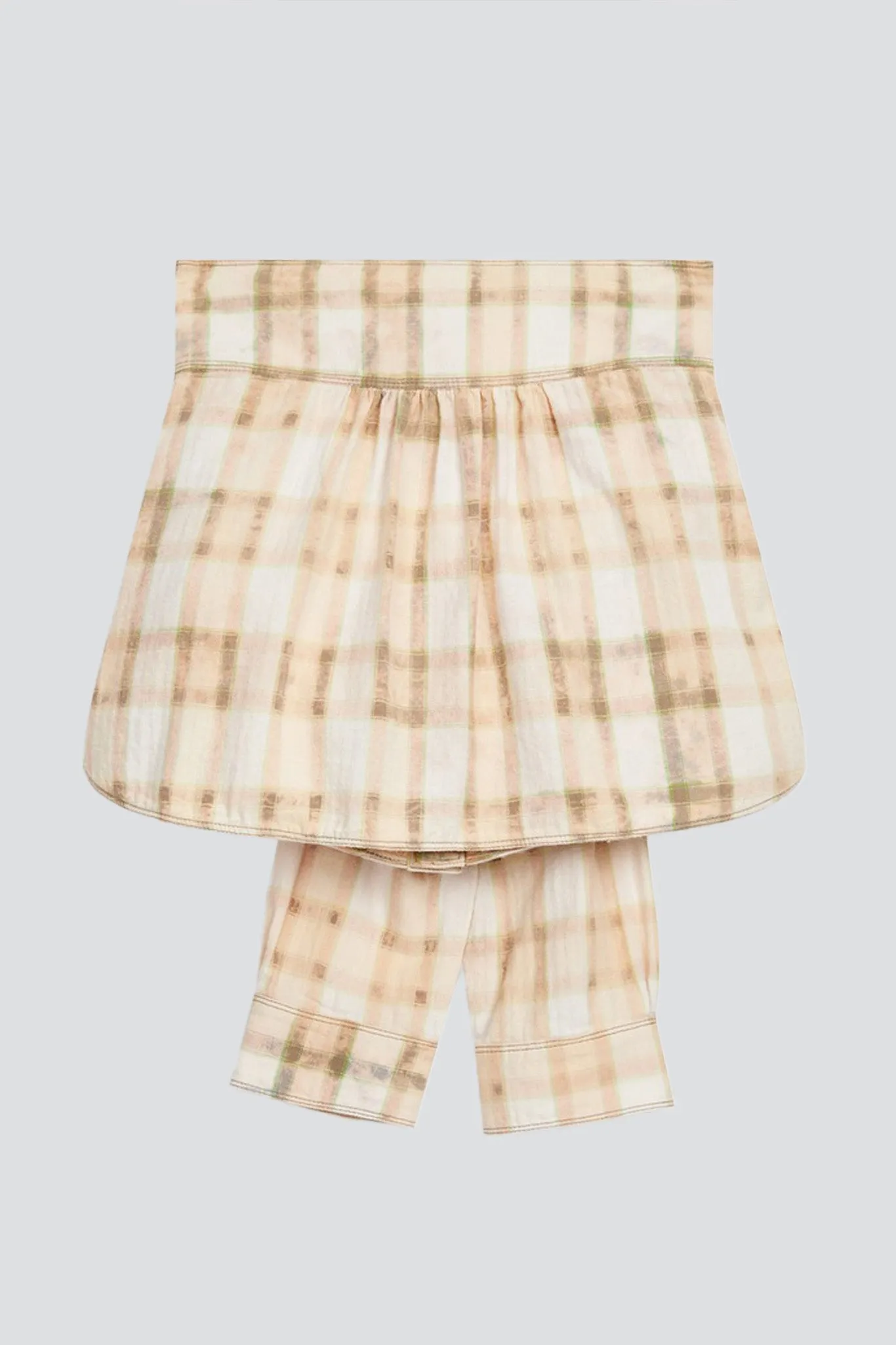 Salmon Faded Check Shirt Skirt