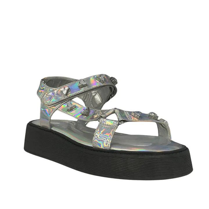 SCHUTZ HOLOGRAPHIC SANDALS