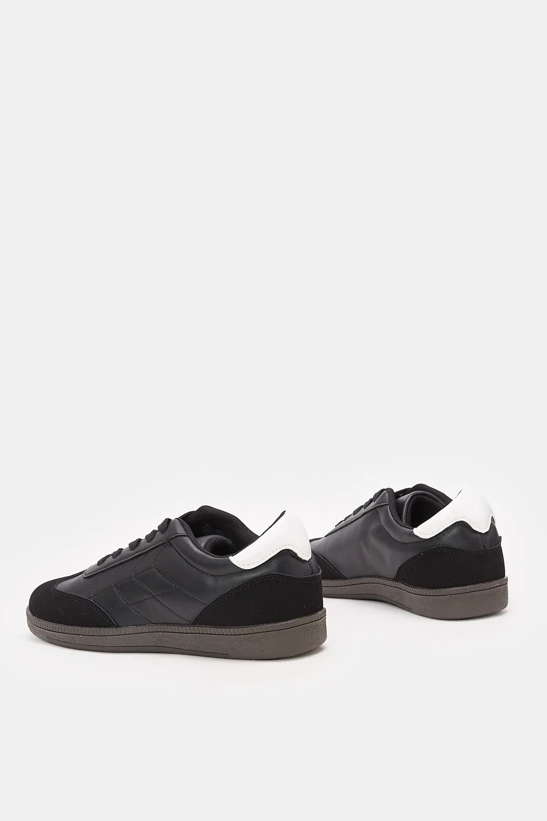 Senior Boys Black Material Block Sneakers