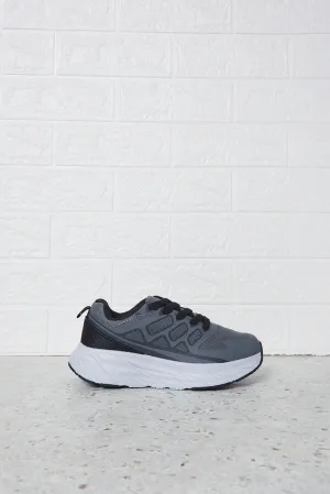 Senior Boys Grey Material Block Trainers