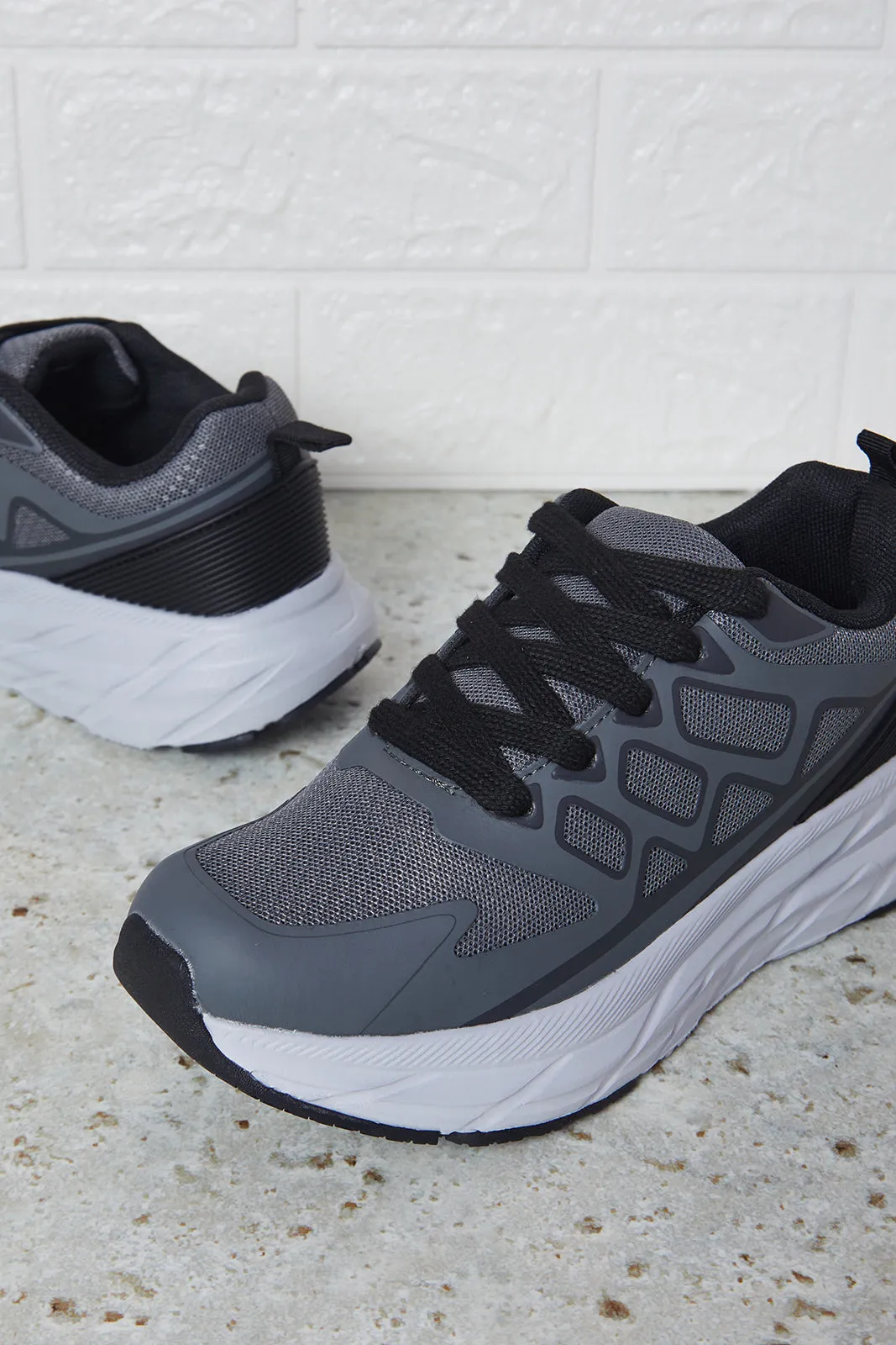 Senior Boys Grey Material Block Trainers