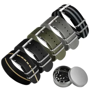 Set of 5 WatchGecko Signature Single Pass Military Nylon Watch Straps