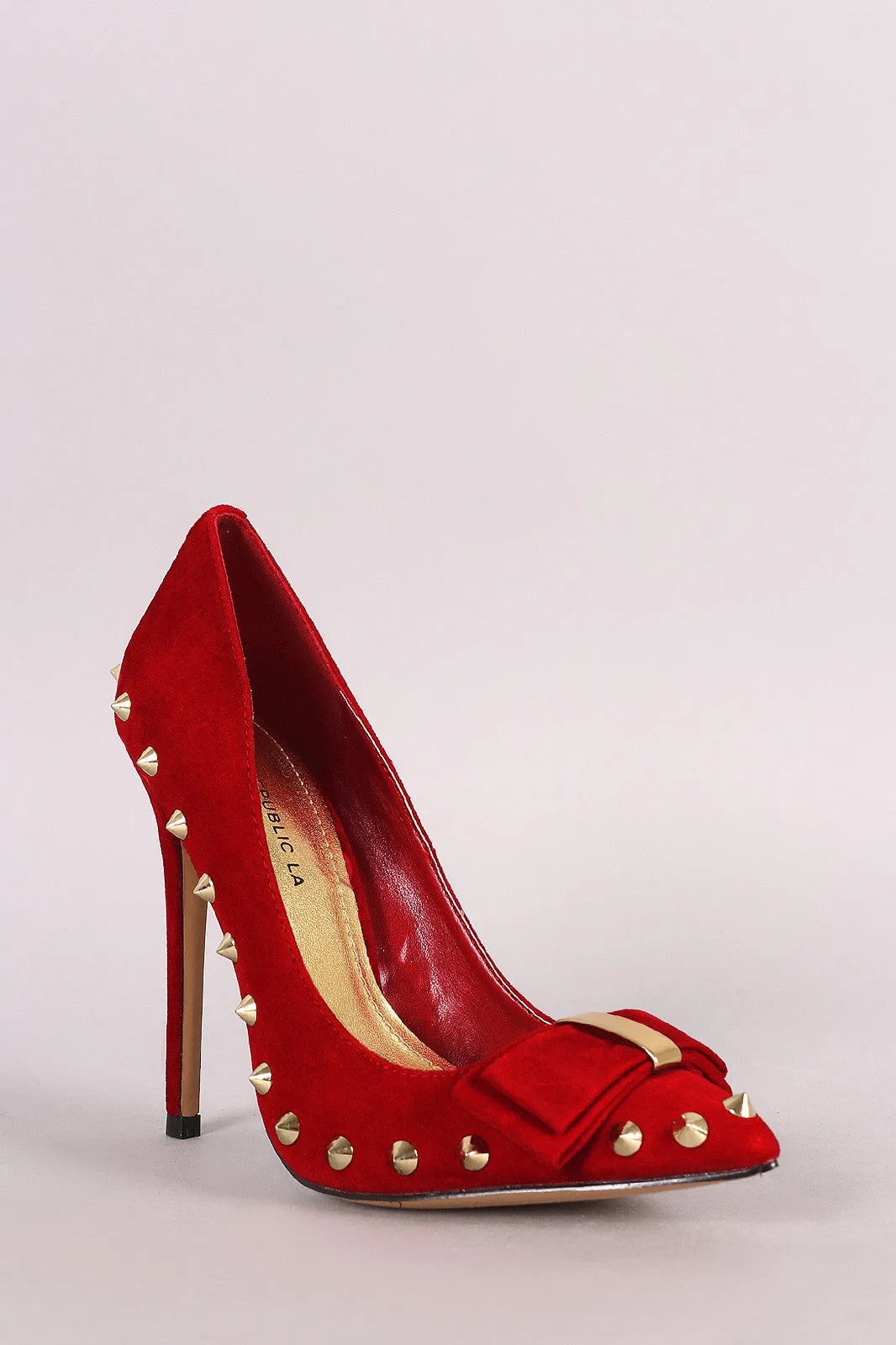 Shoe Republic LA Pointy Studded Spike Bow Pump