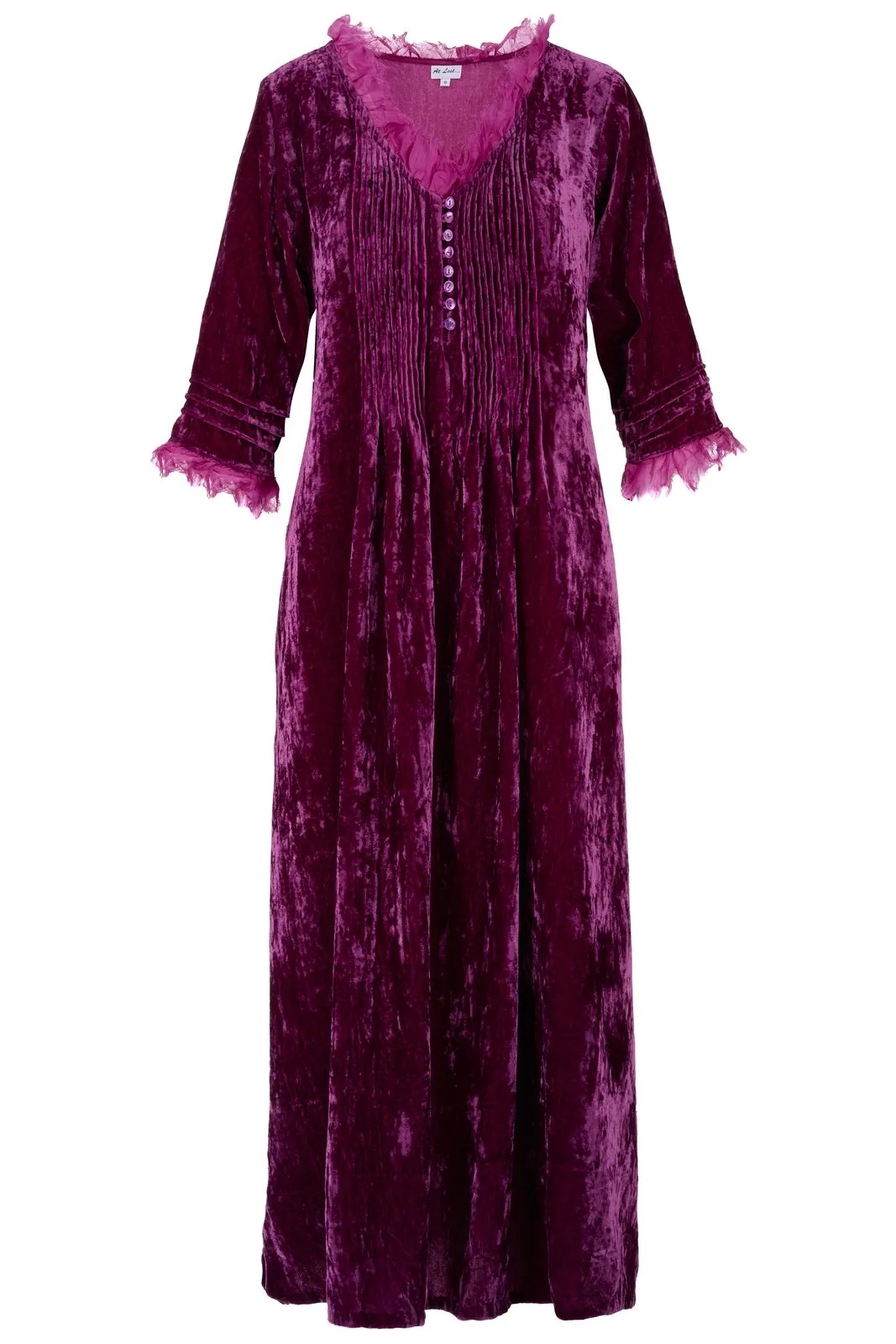 Silk Velvet Annabel Maxi Dress in Fuchsia