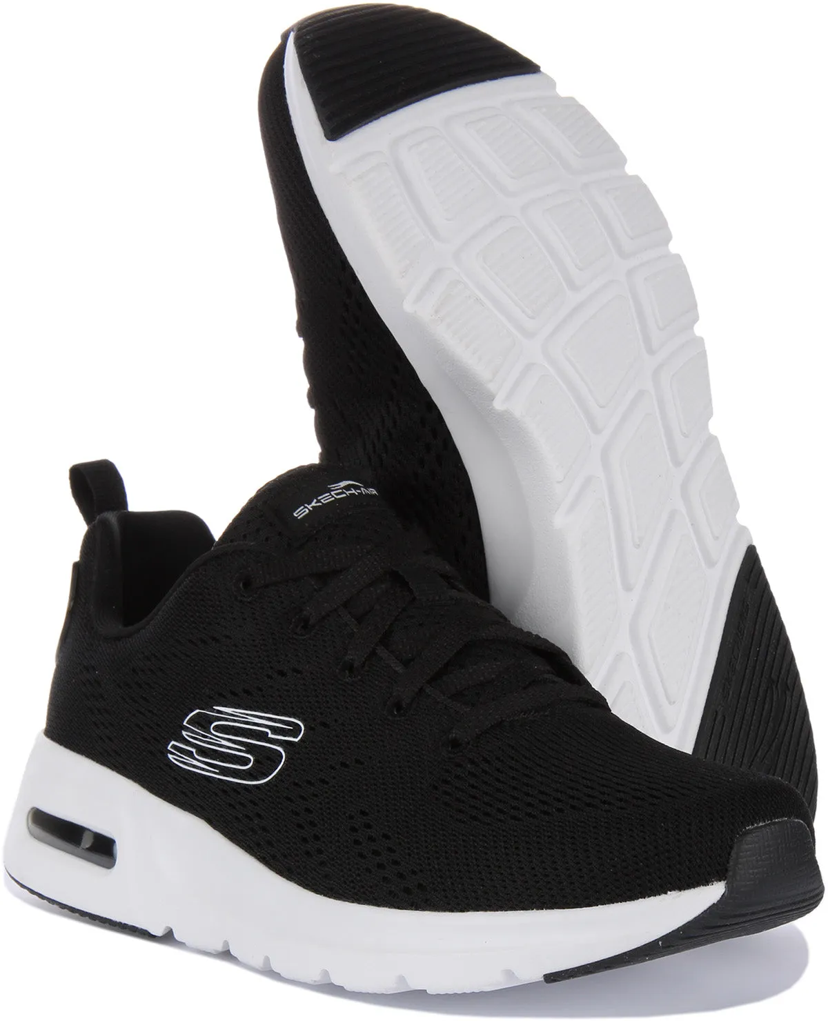 Skechers Skech Air Court In Black White For Women