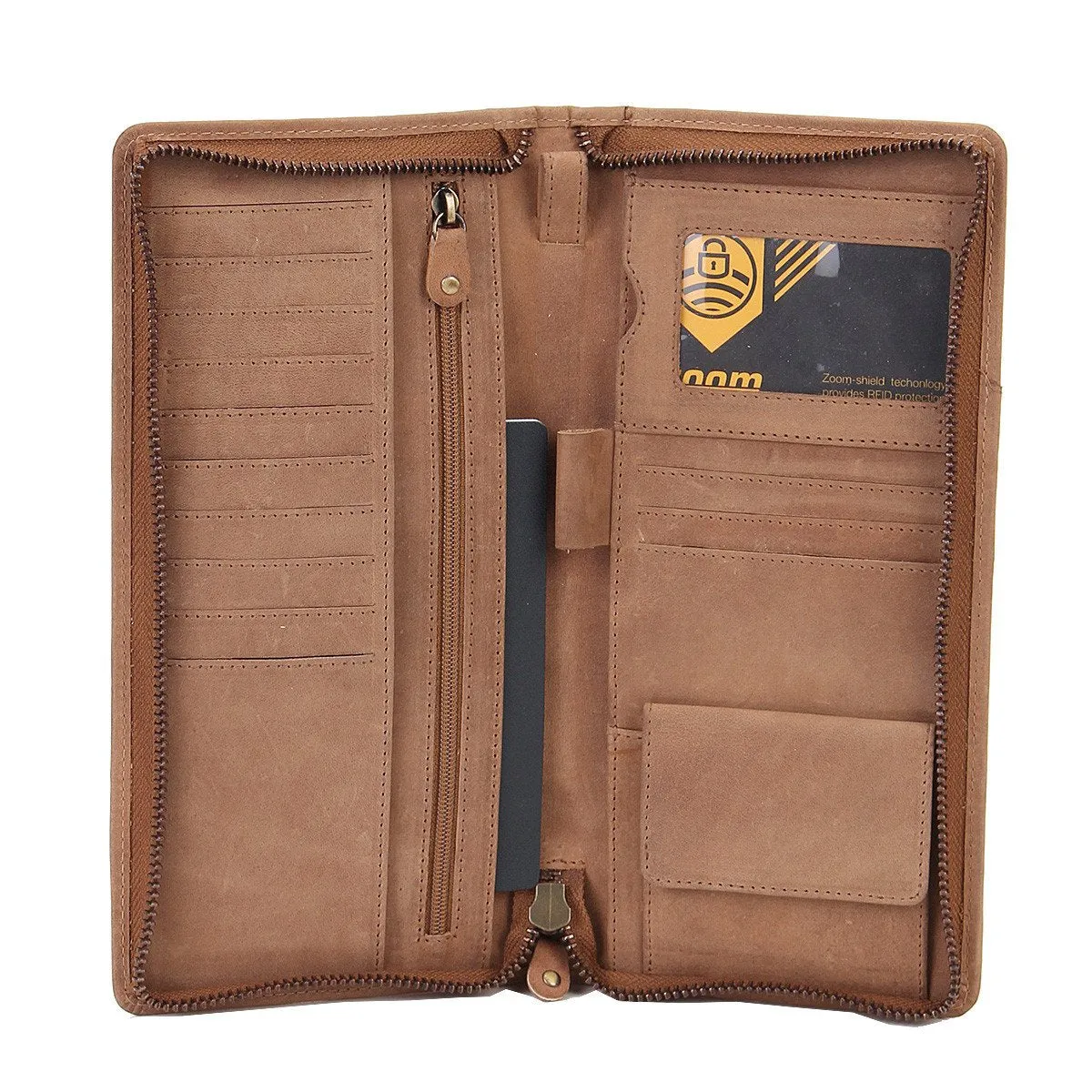 Texas Ziparound RFID Leather Secure Travel Wallet