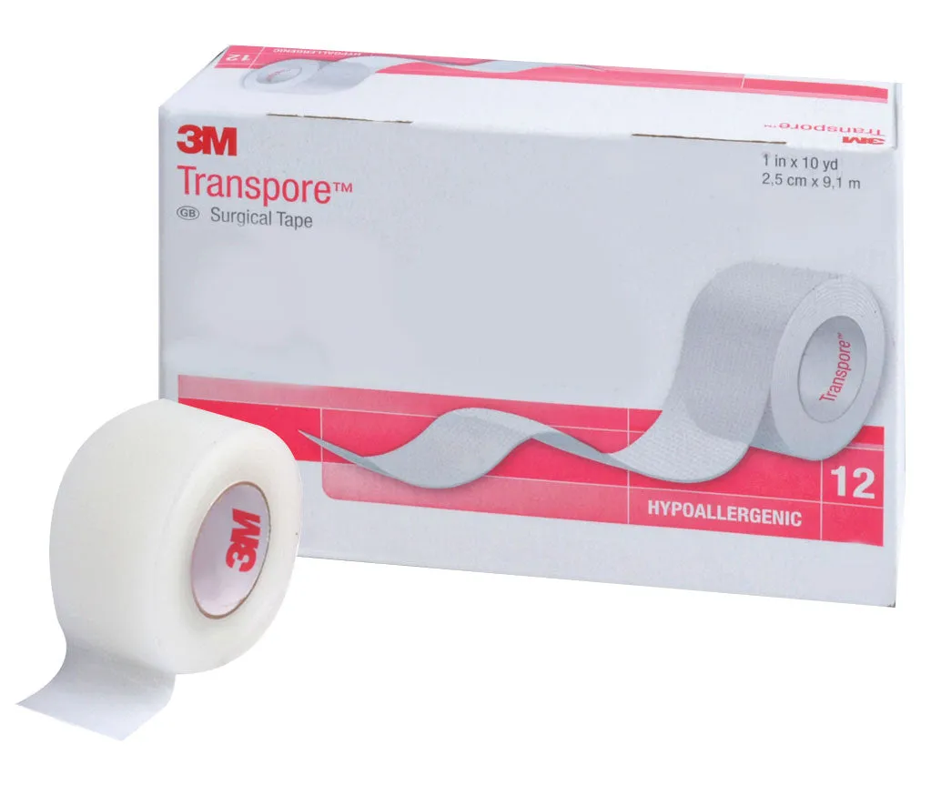 TRANSPORE SURGICAL PLASTIC TAPE - 2.5 cm x 9.1 m 12/BOX