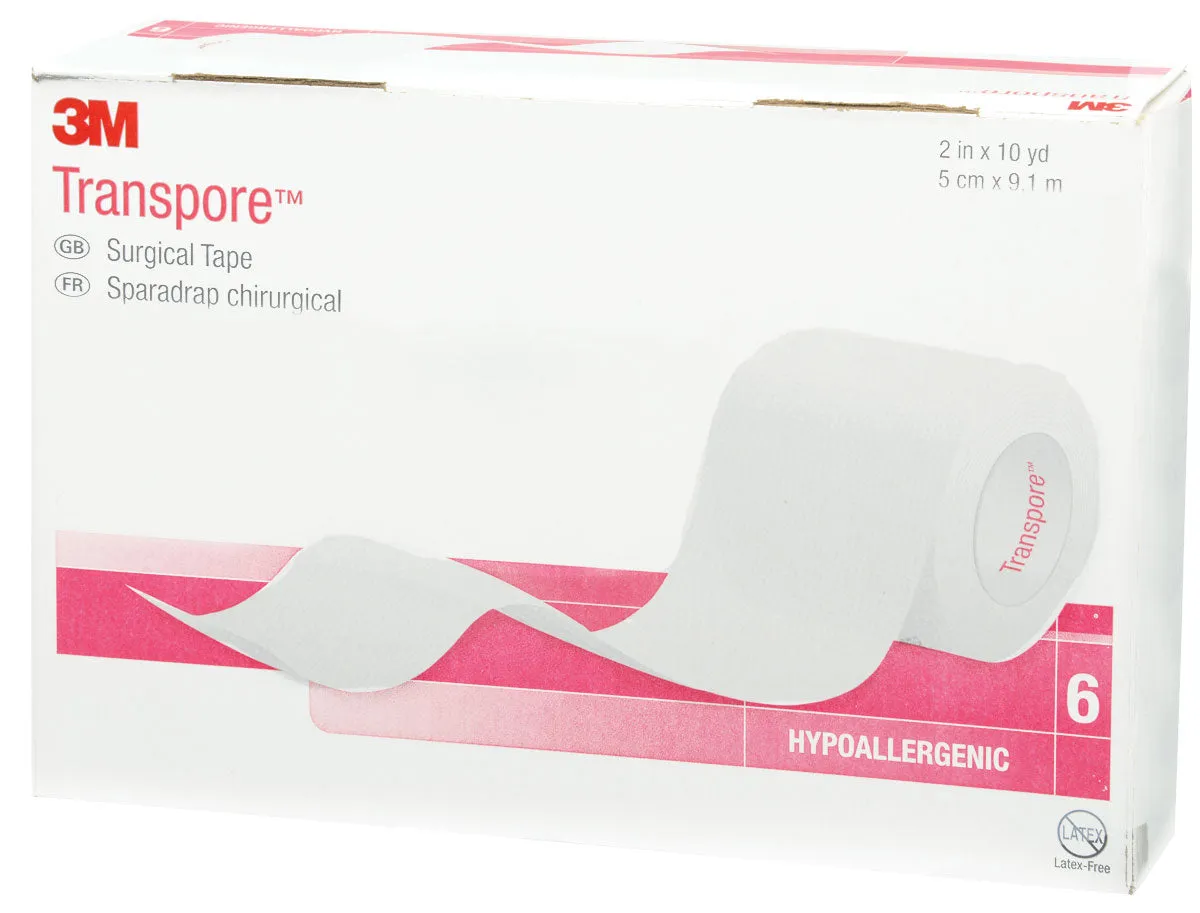 TRANSPORE SURGICAL PLASTIC TAPE - 5.1 cm x 9.1 m 6/BOX