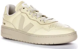 Veja V 90 Leather Trainers In Cream For Men