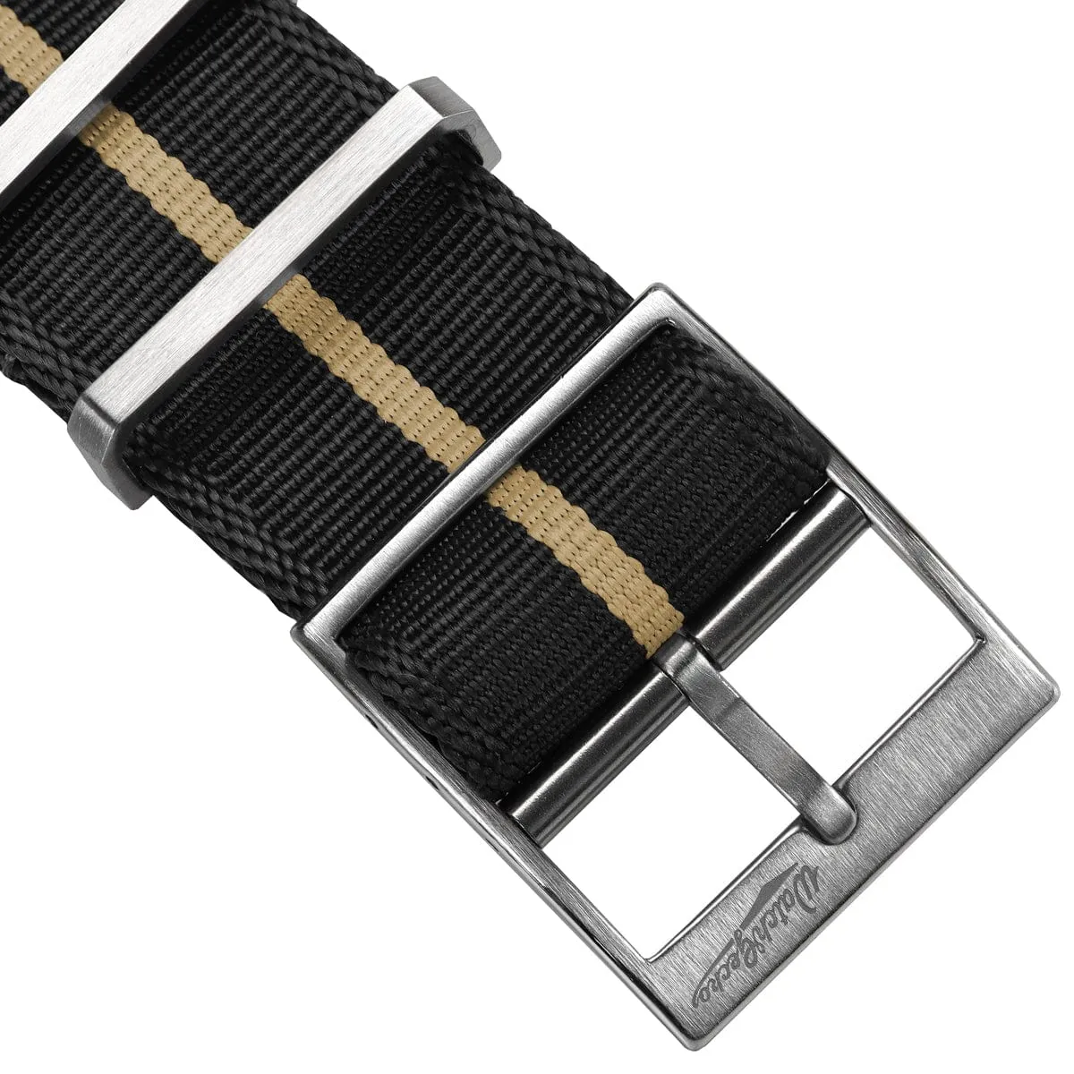 WatchGecko Signature Single Pass Military Nylon Watch Strap - Black & Beige