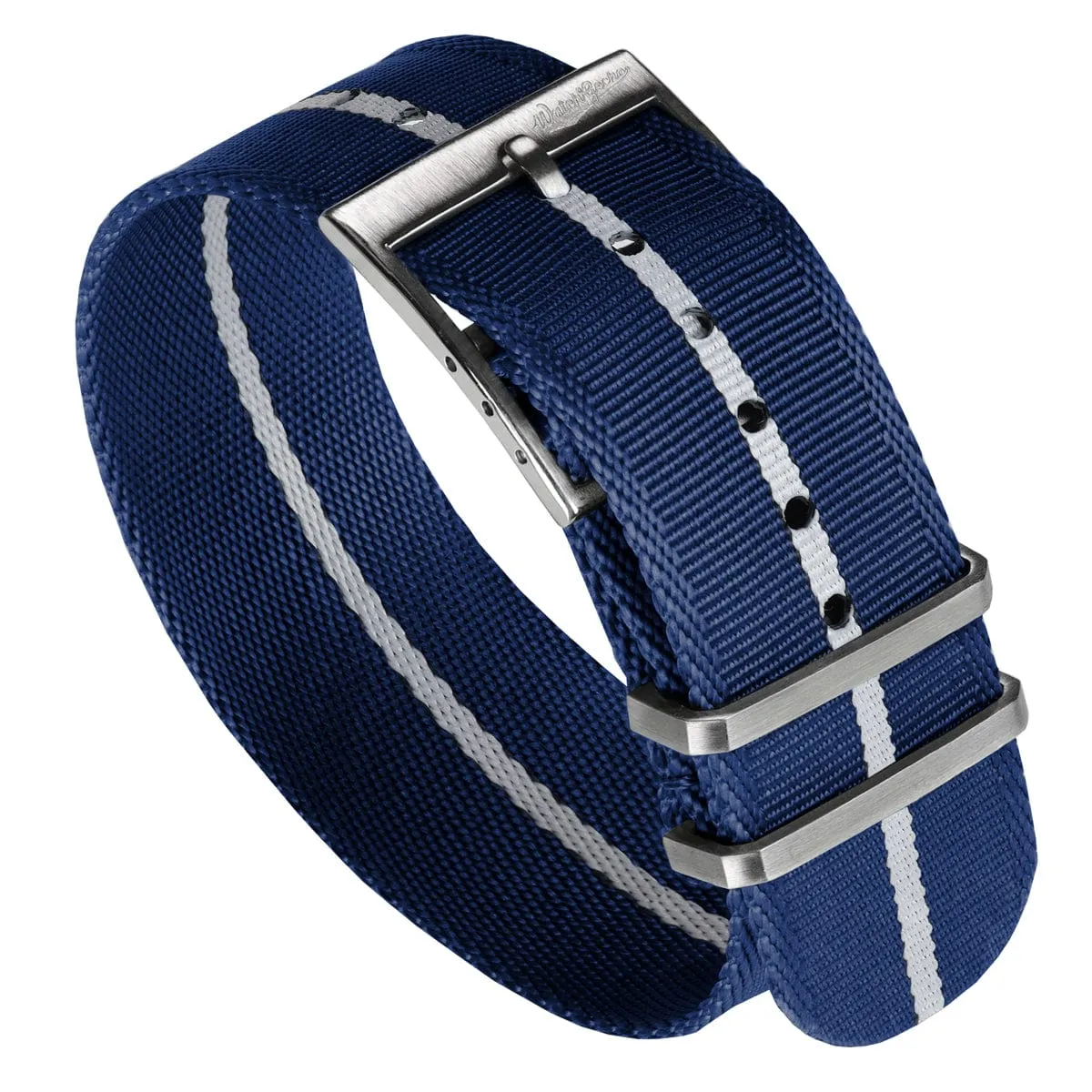 WatchGecko Signature Single Pass Military Nylon Watch Strap - Blue & White