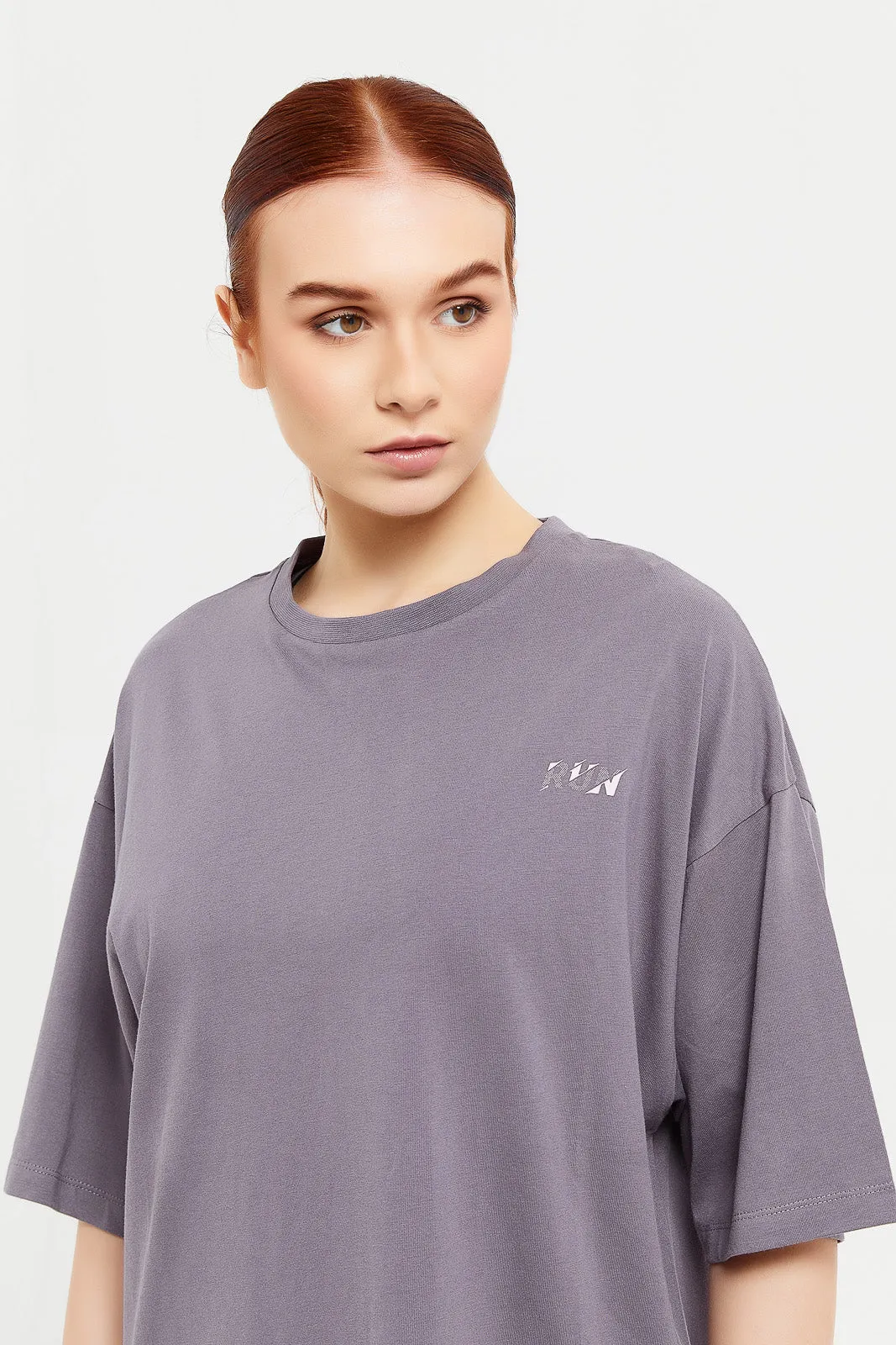 Women Charcoal Oversized T-Shirt