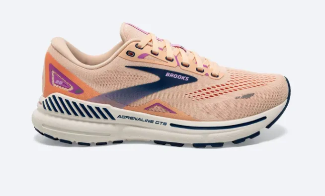 Women's Brooks Adrenaline GTS 23 1203811B795 Color:  Apricot/Estate Blue/Orchid