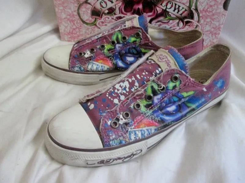 Womens ED HARDY ETERNAL LOVE Lowrise Sneaker Trainer Sports Shoe 9 PURPLE