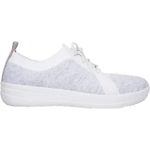 Women's Fit Flop F-Sporty Uberknit Sneakers White/Silver Metallic Nylon