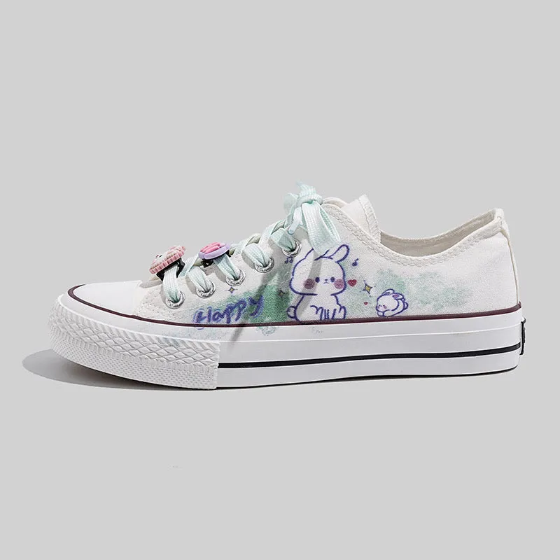 Womens Hand-painted Cute Canvas Tennis Shoes Low-top