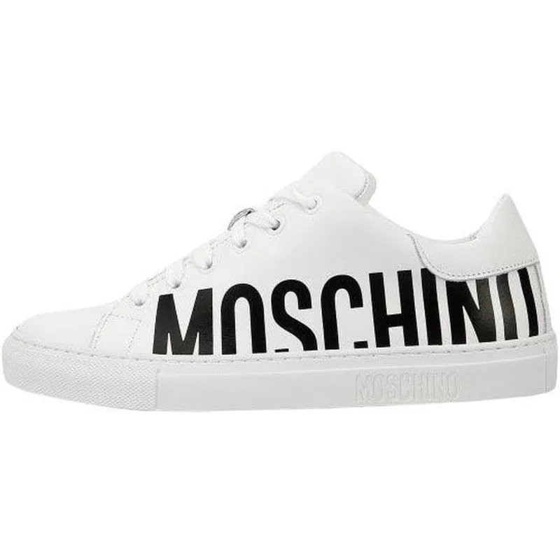 Women's Moschino Couture Leather Sneakers With Logo White 7/37