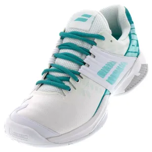 Women's Propulse Fury White and Mint Green All Court Tennis Shoes