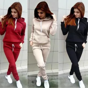 Women’s Wine Pullover Tracksuit for Autumn & Winter Activewear