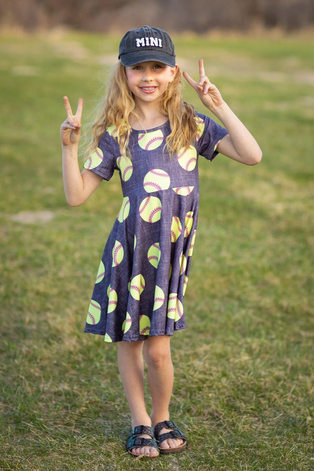 Yellow & Dark Grey Softball Dress