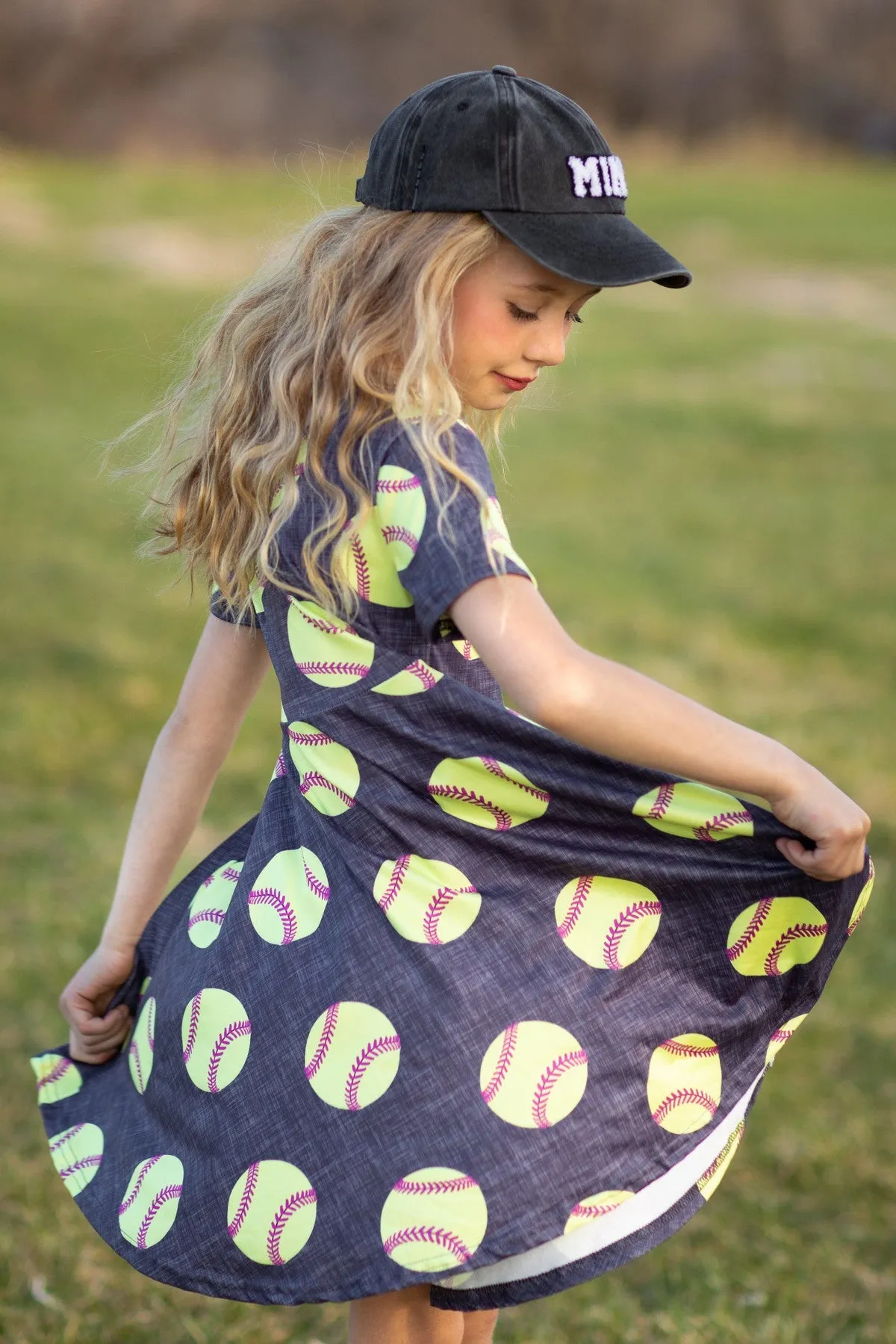 Yellow & Dark Grey Softball Dress