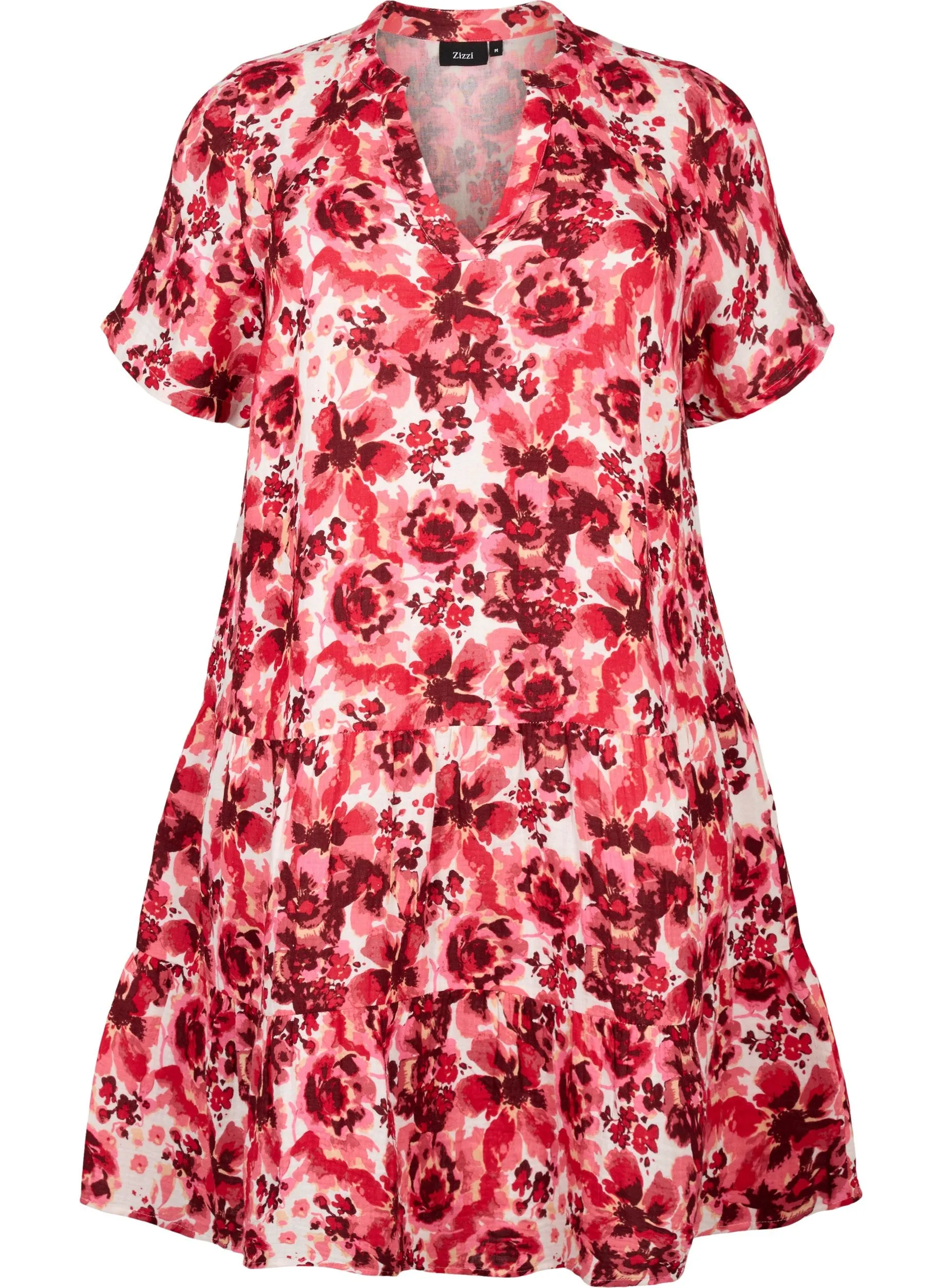 Zizzi Viva Floral Dress in Red